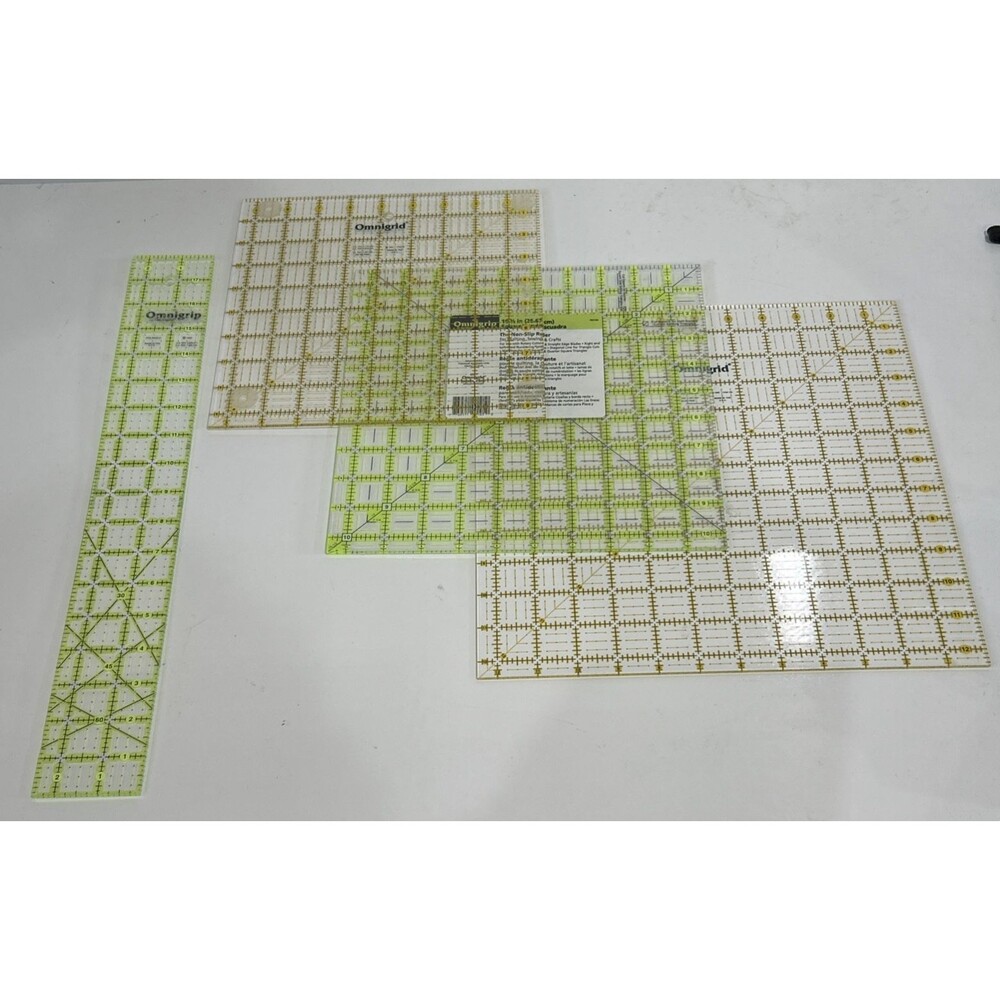 Omnigrid Omnigrip Lot of 4 Acrylic Quilting Measure Template Ruler Squares
